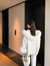 Kelly Designs Double-Faced Wool Coat with Fox Fur Collar & Cuffs- White (Instock)