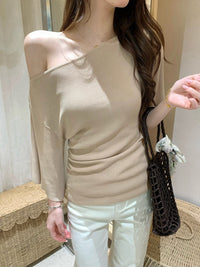 Kelly Designs Asymmetrical Off-Shoulder Slim Top - 2 Colors (Instock)
