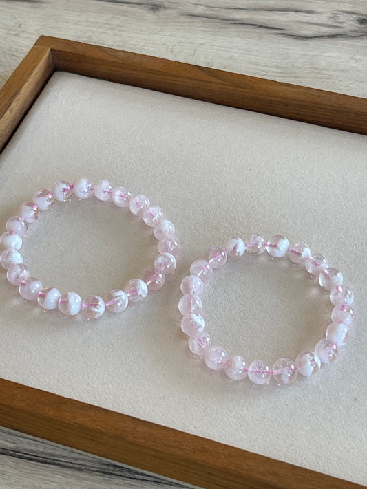 Kelly Designs Natural Pink Ghost Crystal Bracelet (Instock)