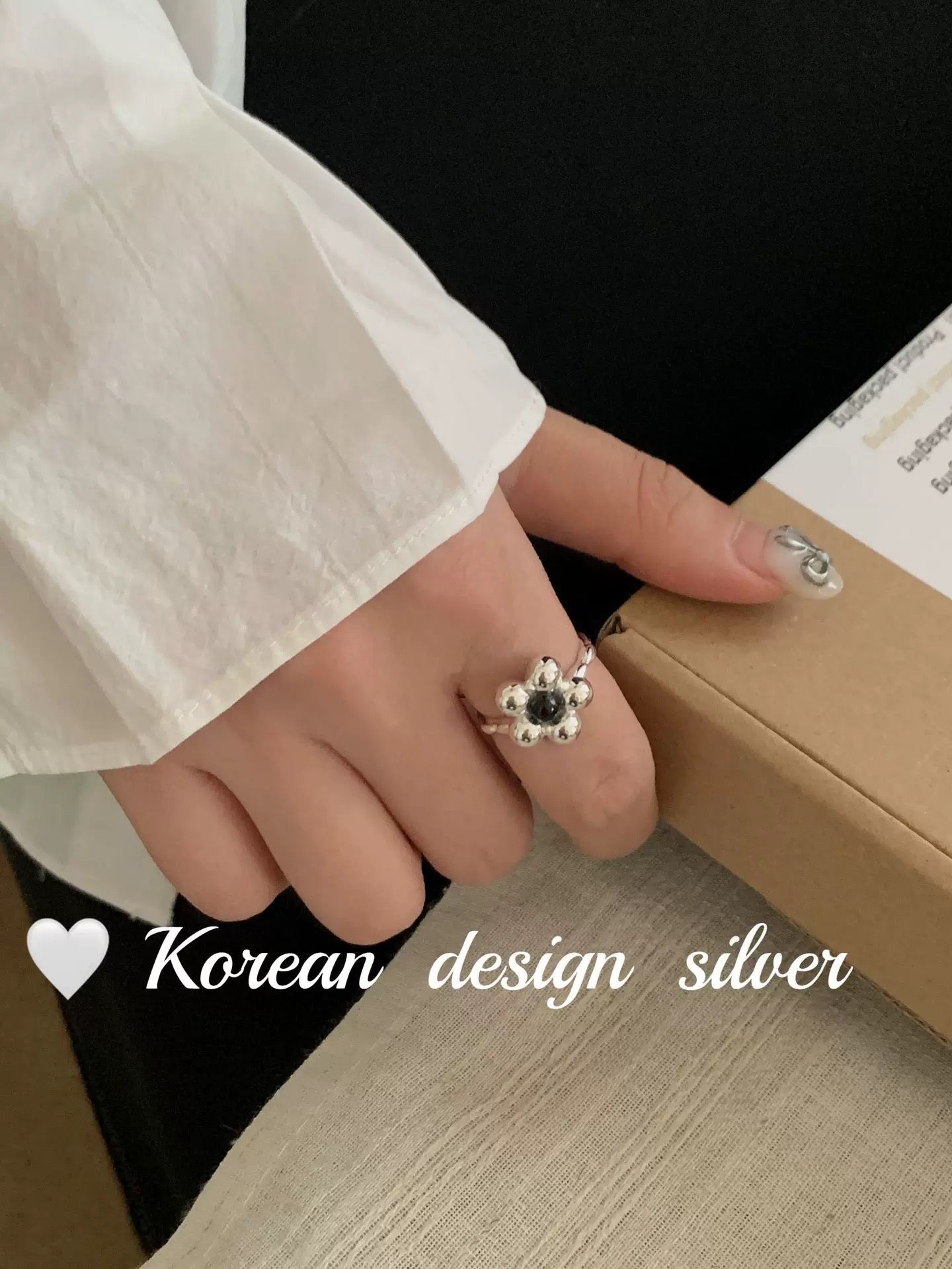 Kelly Designs Korean Style Sterling Silver Flower Ring(Instock)