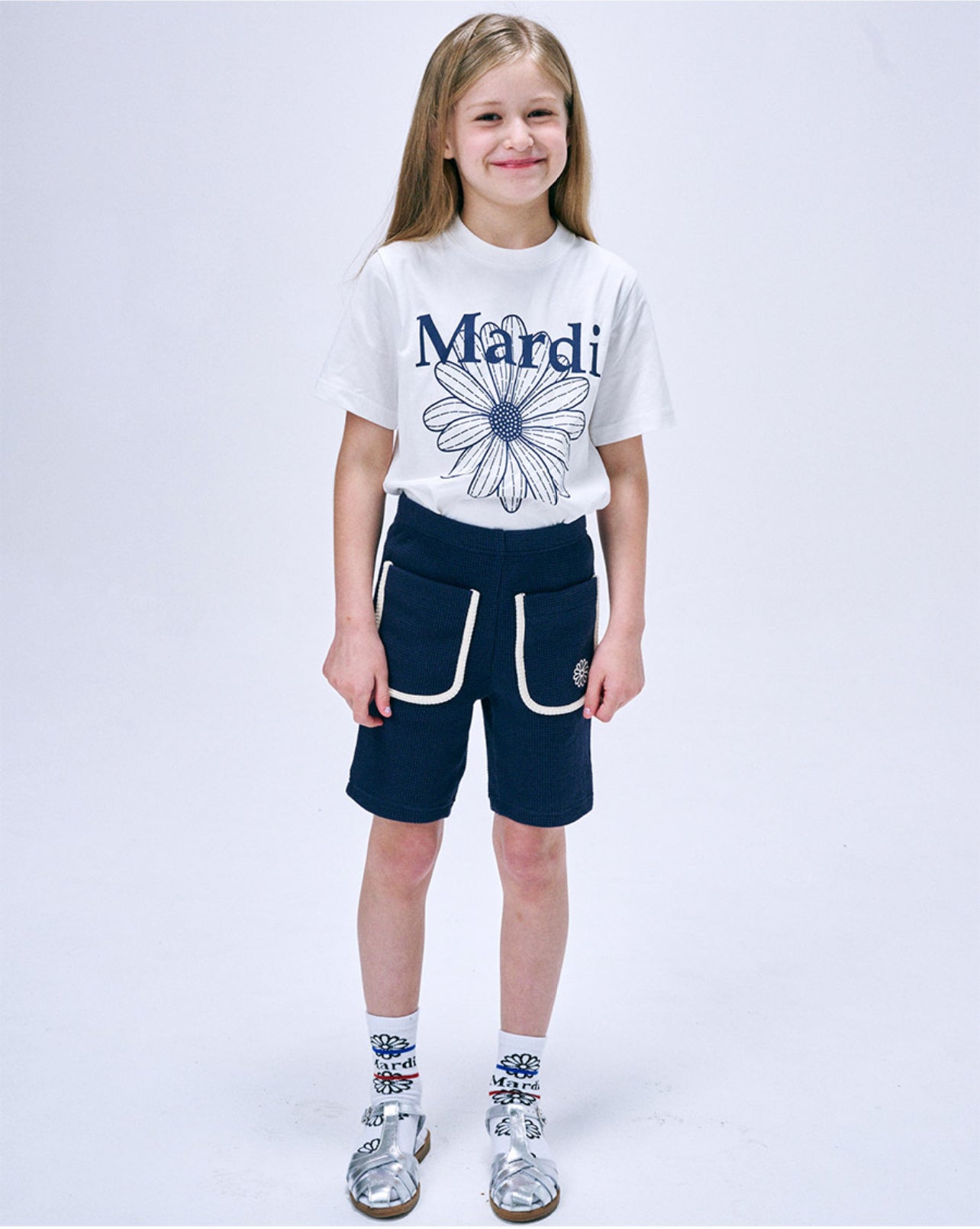 Mardi Mercredi KIDS TSHIRT FLOWERMARDI_IVORY NAVY (Preorder)