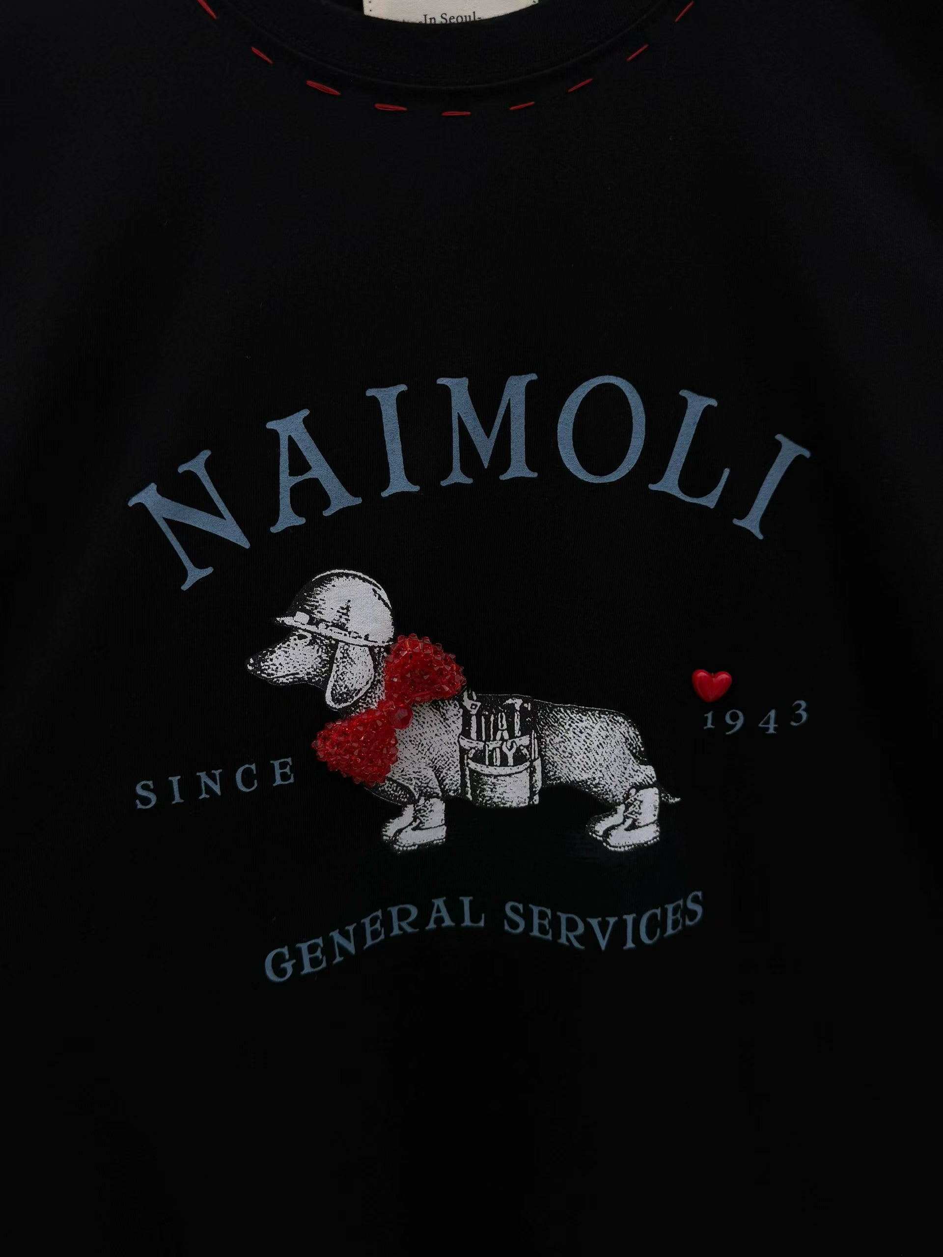 Korean APM Collection Hand Made Puppy Black Tshirt (Instock)