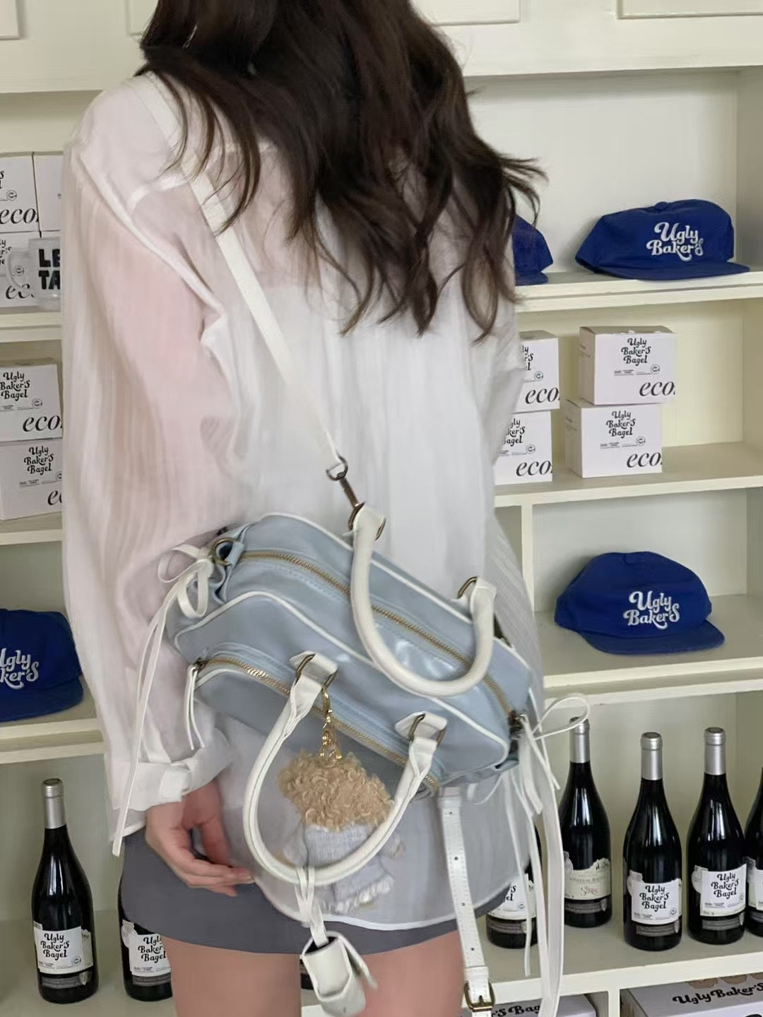 Korean APM Collection Leather Pink Bag with Earpod (Instock)