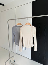 Kelly Designs Chiffon V-neck Beige top with scarf (Instock)