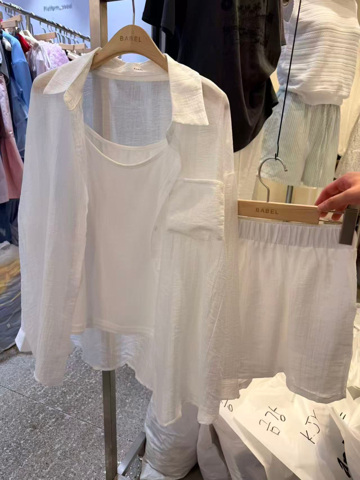 Korean APM Collection 3-Piece Casual White Set –Jacket,  Cami Top, & Shorts (Instock)