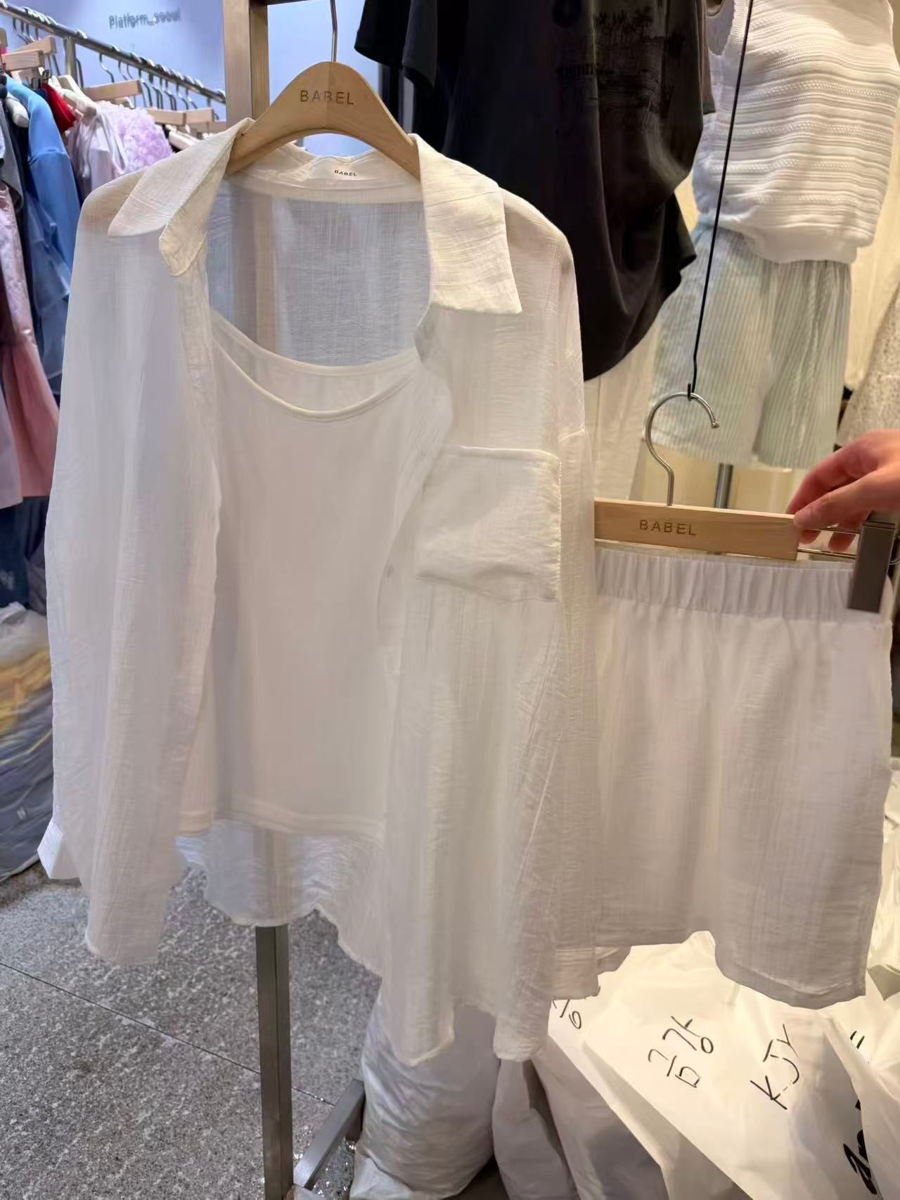 Korean APM Collection 3-Piece Casual White Set –Jacket,  Cami Top, & Shorts (Instock)