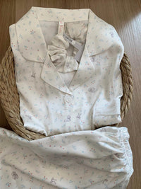Kelly Designs Floral Bunny Satin Pajama Set with Lace Trim & Scrunchie (Instock)
