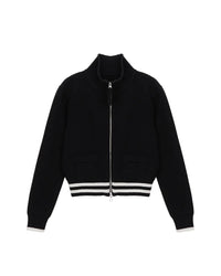 Matin Kim zip LOGO KNIT CARDIGAN IN Black (Instock)