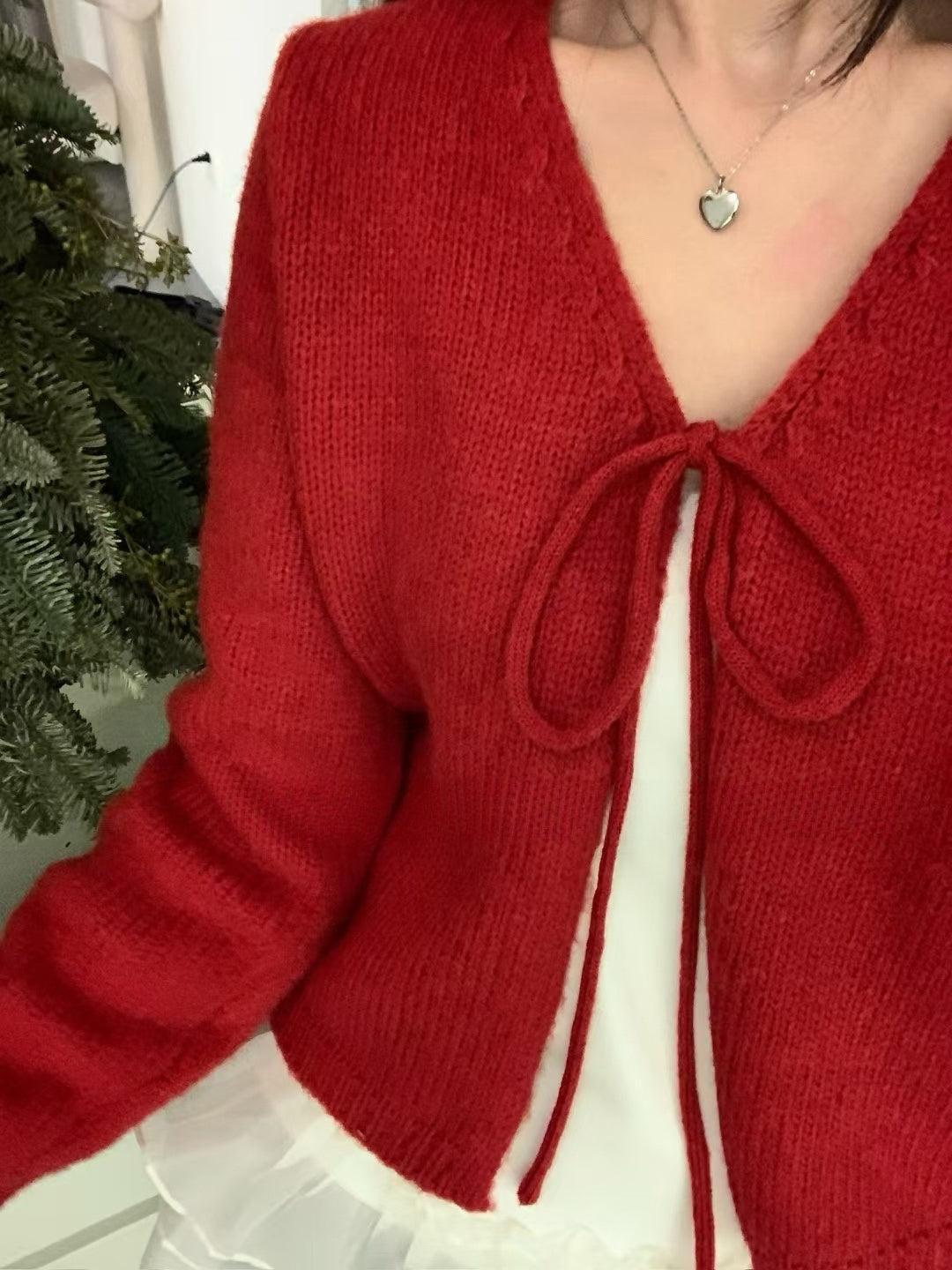 Kelly Designs 2Pcs Red Cardigan and inner tank top Set (Instock)