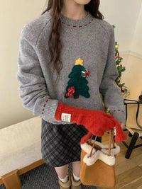 Kelly Designs Christmas Tree Gray Wool Sweatshirt (Instock)