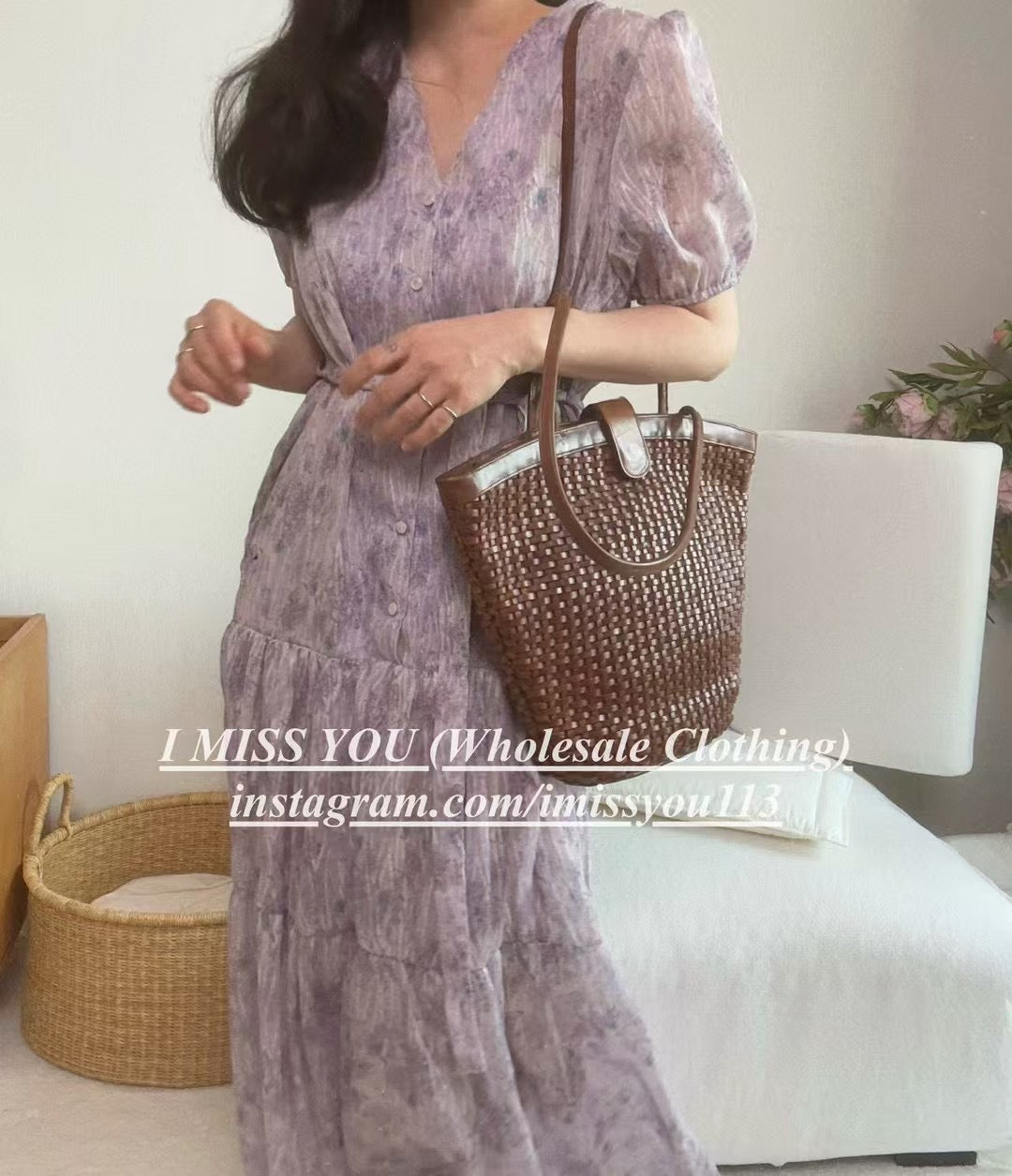 Korean APM Collection I Miss You Purple Flower Dress (Instock)
