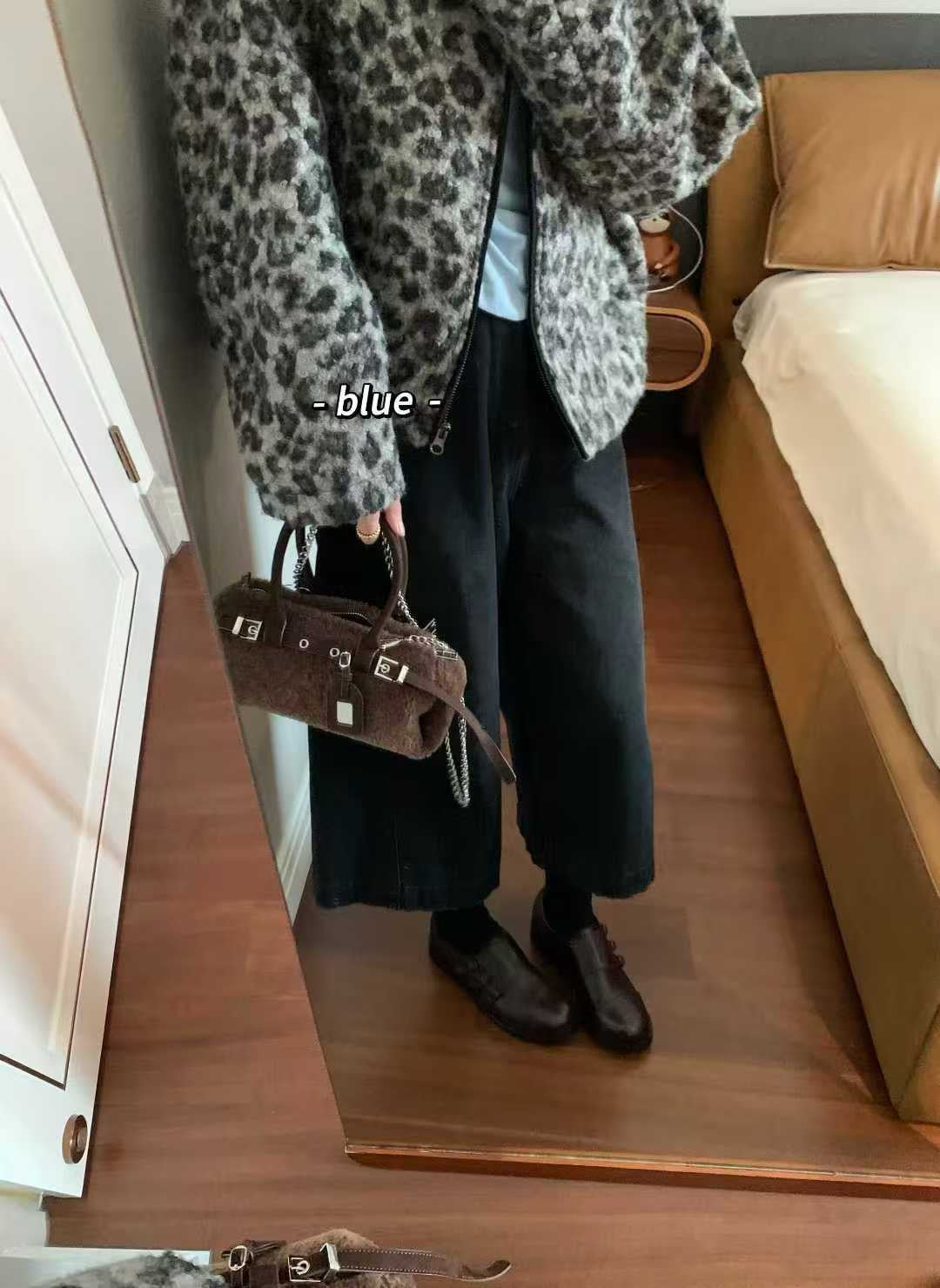 Kelly Designs Leather Shearling Handle Brown Bag (Instock)