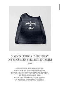 Korean Collection | Rola Rola Maison de Rola Off-Shoulder Stripe Sweatshirt (Instock)