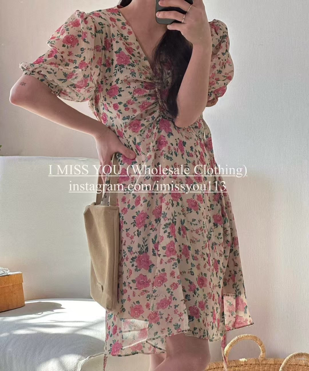 Korean APM Collection I Miss You pink Flower Dress (Instock)