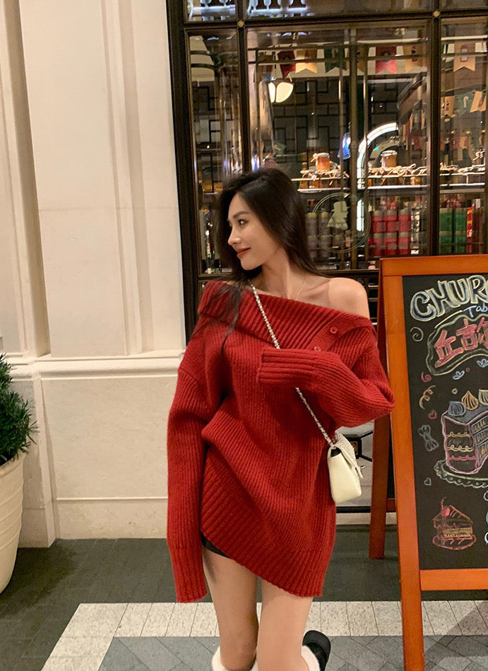 Kelly Designs Christmas Red Off-Shoulder Ops (Instock)