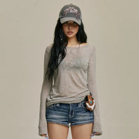 Gila Archive Star Wing Sheer Graphic Long Sleeve Top – GY (Instock)