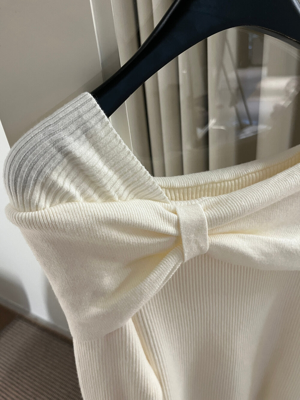 Kelly Designs French-Style Off-Shoulder Ribbed Knit Top – Soft & Fitted (Instock)