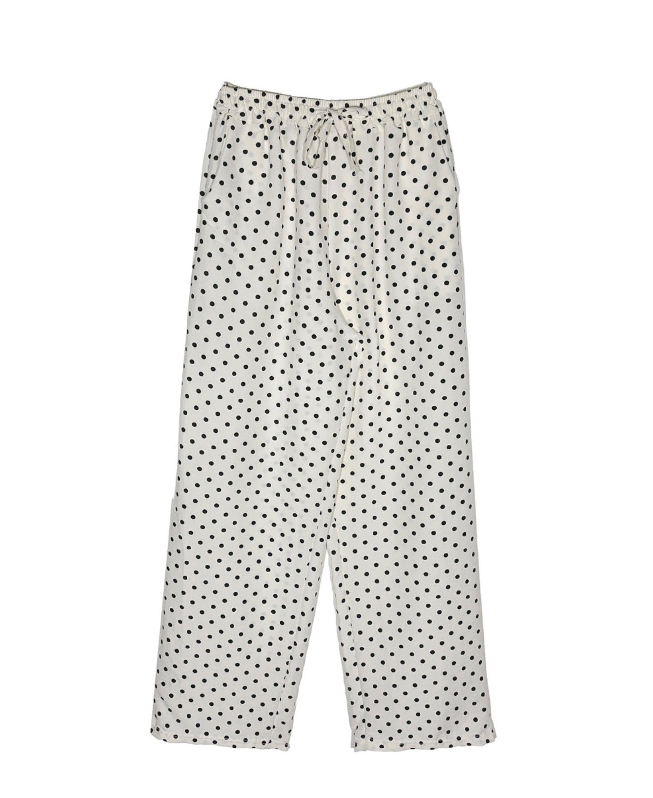 Korean Soft Linen Polka Dot Wide-Leg Pants (Instock)