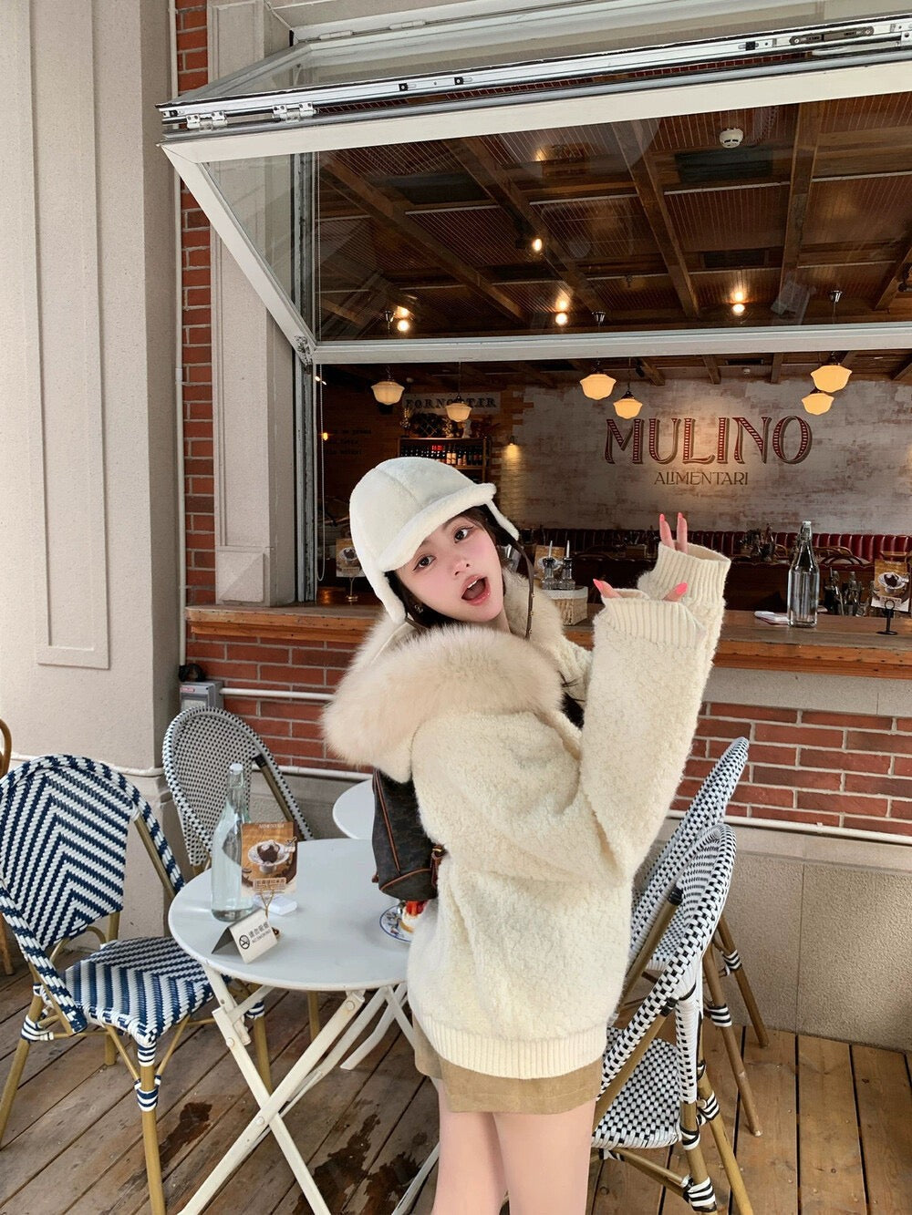 Kelly Designs Fox fur hoodie cardigan (Instock)