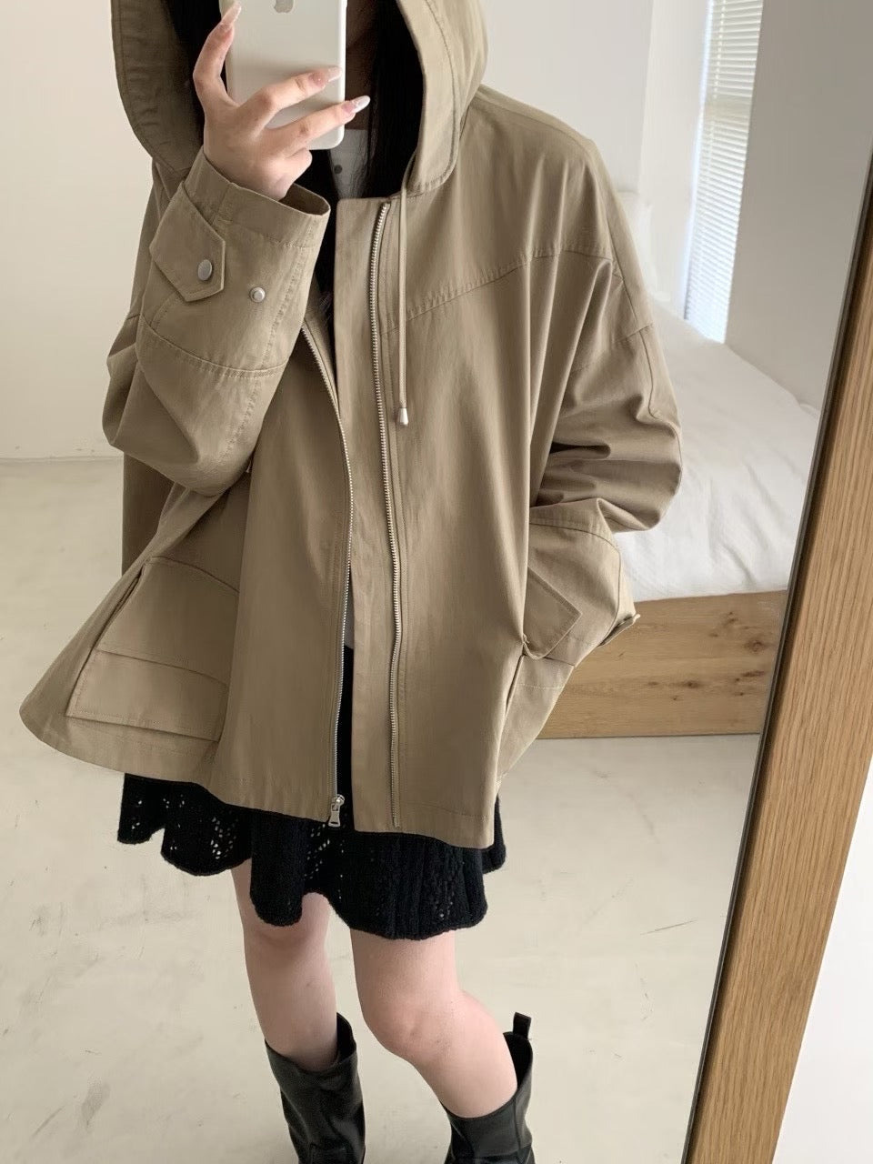 Kelly Designs Oversize Three Colors Hooded Trench Coat (Instock)