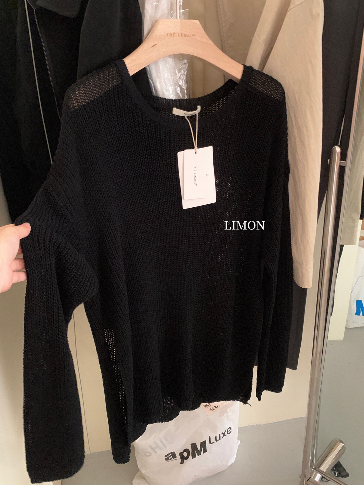 Kelly Designs Lose Fitting Black Knitting Sweatshirt (Instock)