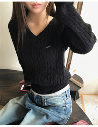 Korean Collection Hayden Cable Knit V-Neck Sweater (Instock)