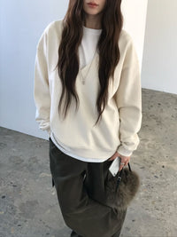 Korean APM Collection Relaxed Deep V-Neck Sweatshirt (Instock)