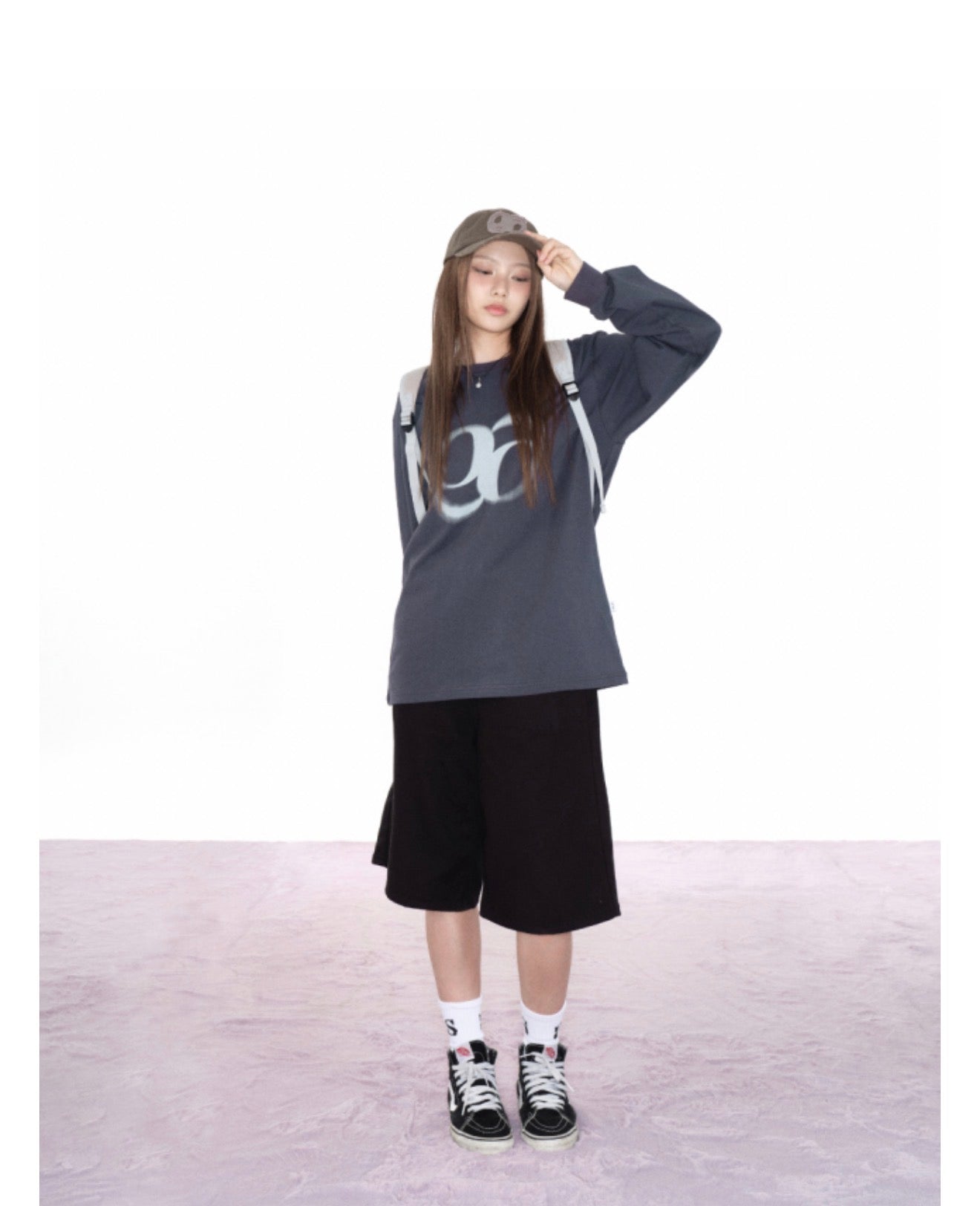ASON Bebe Oversized Long Sleeve T-Shirt – Charcoal (Instock)
