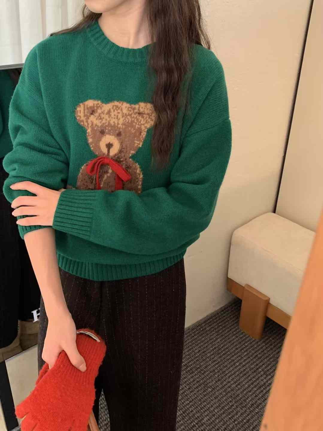 Kelly Designs Bear Green Wool Sweatshirt (Instock)