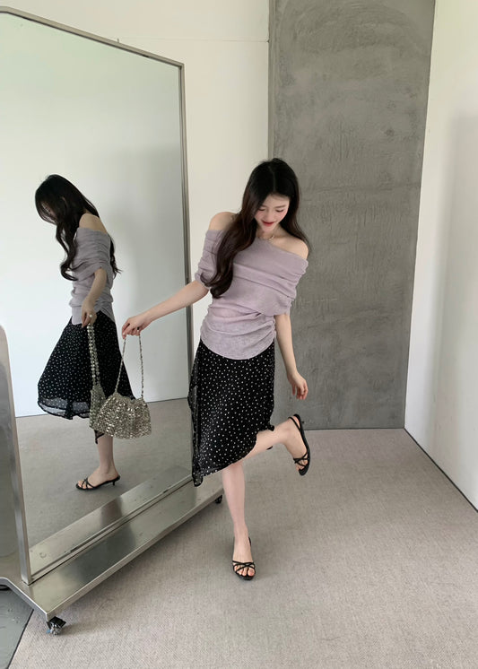 Kelly Designs Off Shoulder Knit Purple Top(Instock)