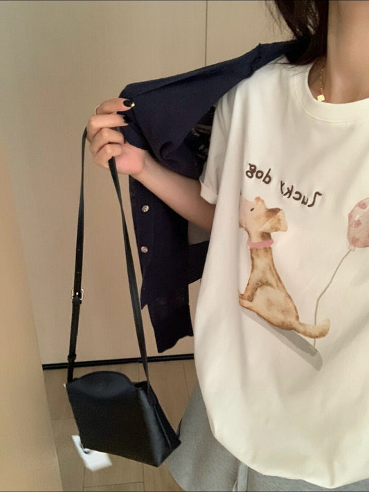Kelly Designs Cartoons Oversize Puppy White TShirt (Instock)