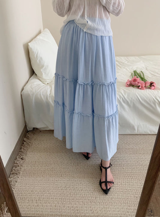 Kelly Designs Tencel Linen Slim Blue Skirt  (Instock)