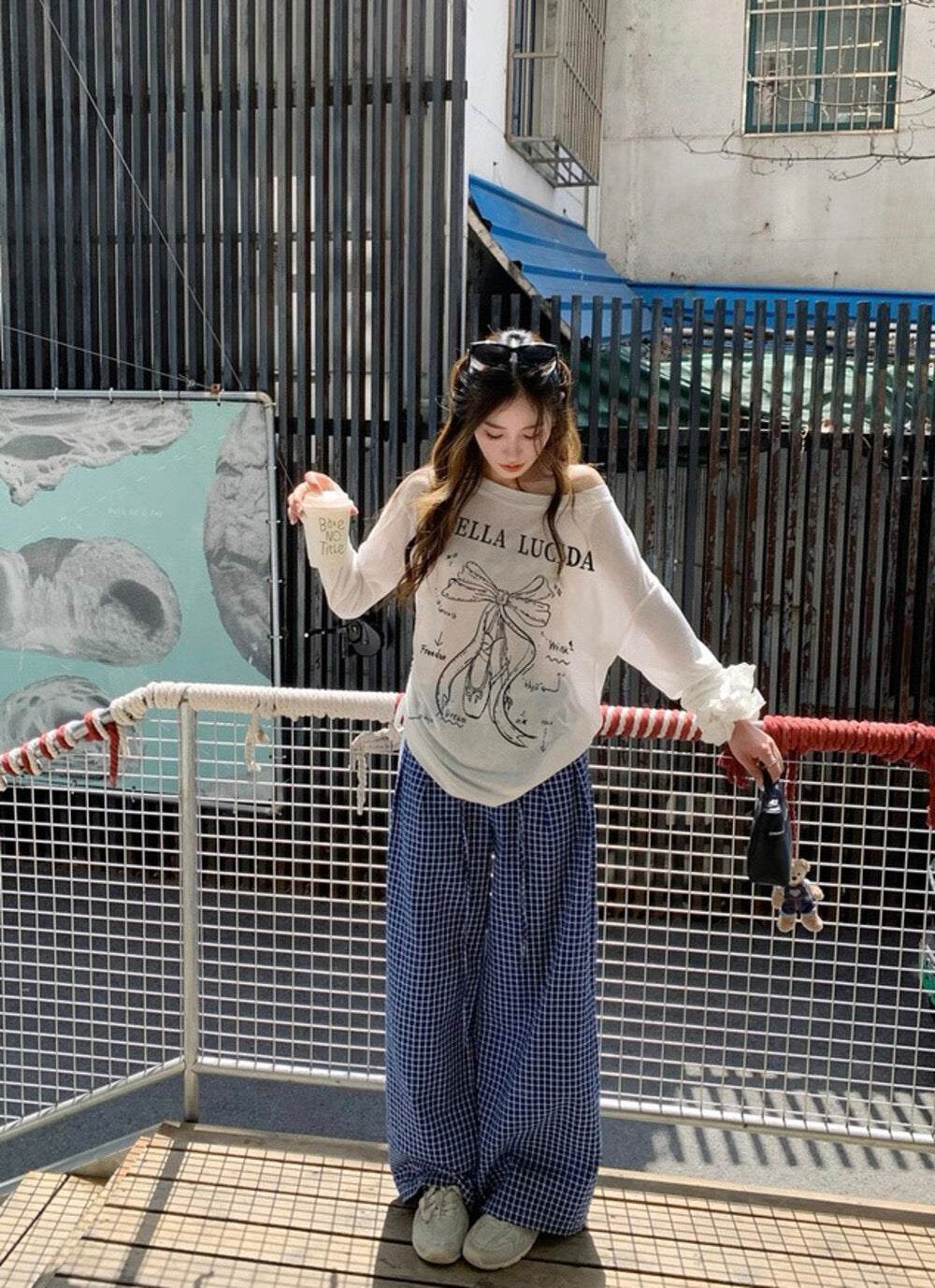 Kelly Designs Ribbon Shirt & Blue Pants Set (Instock)