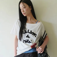 Rolarola Embroidery Off Shoulder Tshirt Off White（Instock）