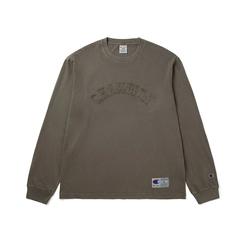 CHAMPION Korea Arch Logo Loose-Fit Appliqué Long-Sleeve T-Shirt – Brown | BTS V Pick (Preorder)