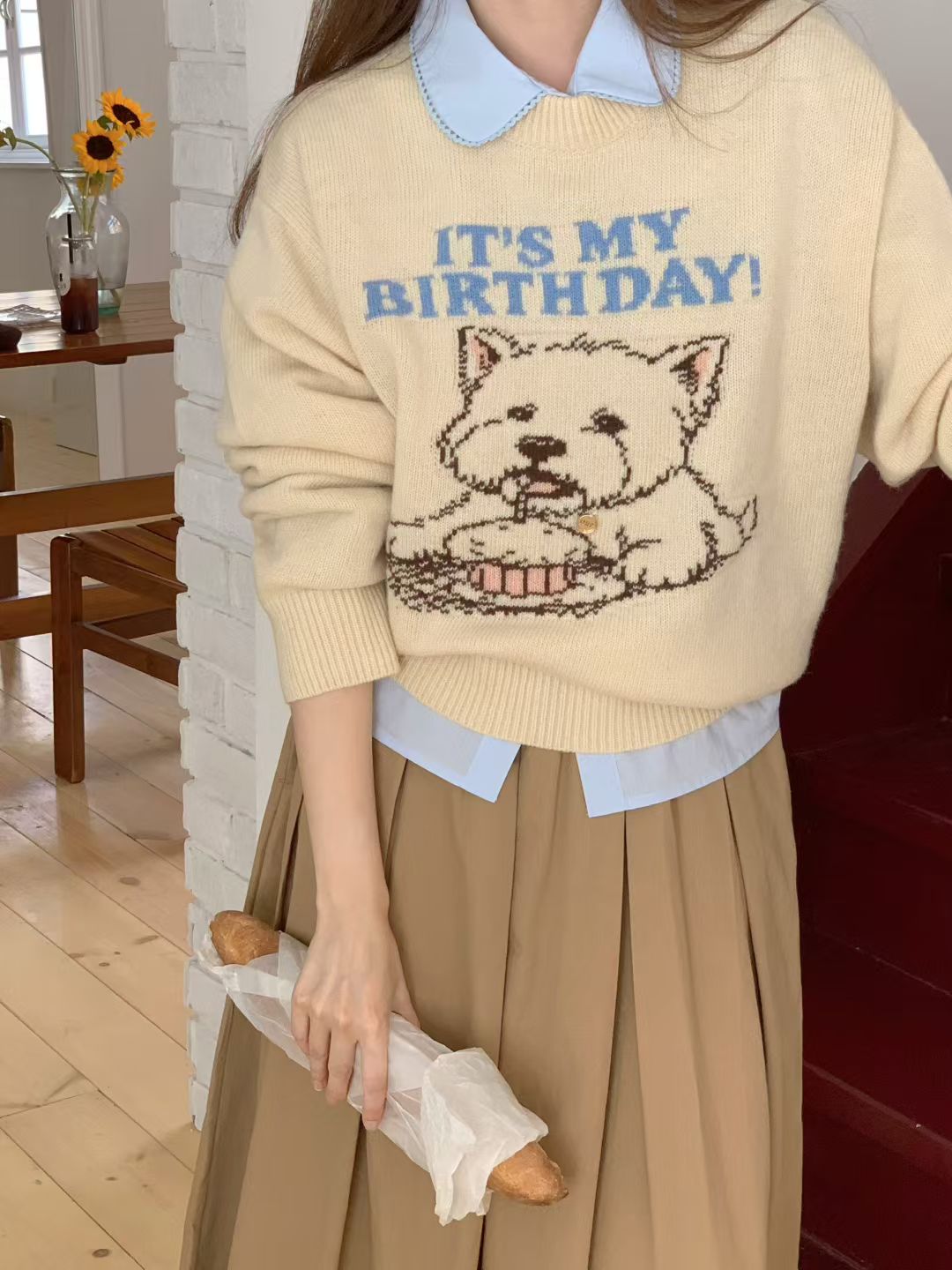 Korean APM Collection Three Colors Puppy Knit Sweater (Instock)