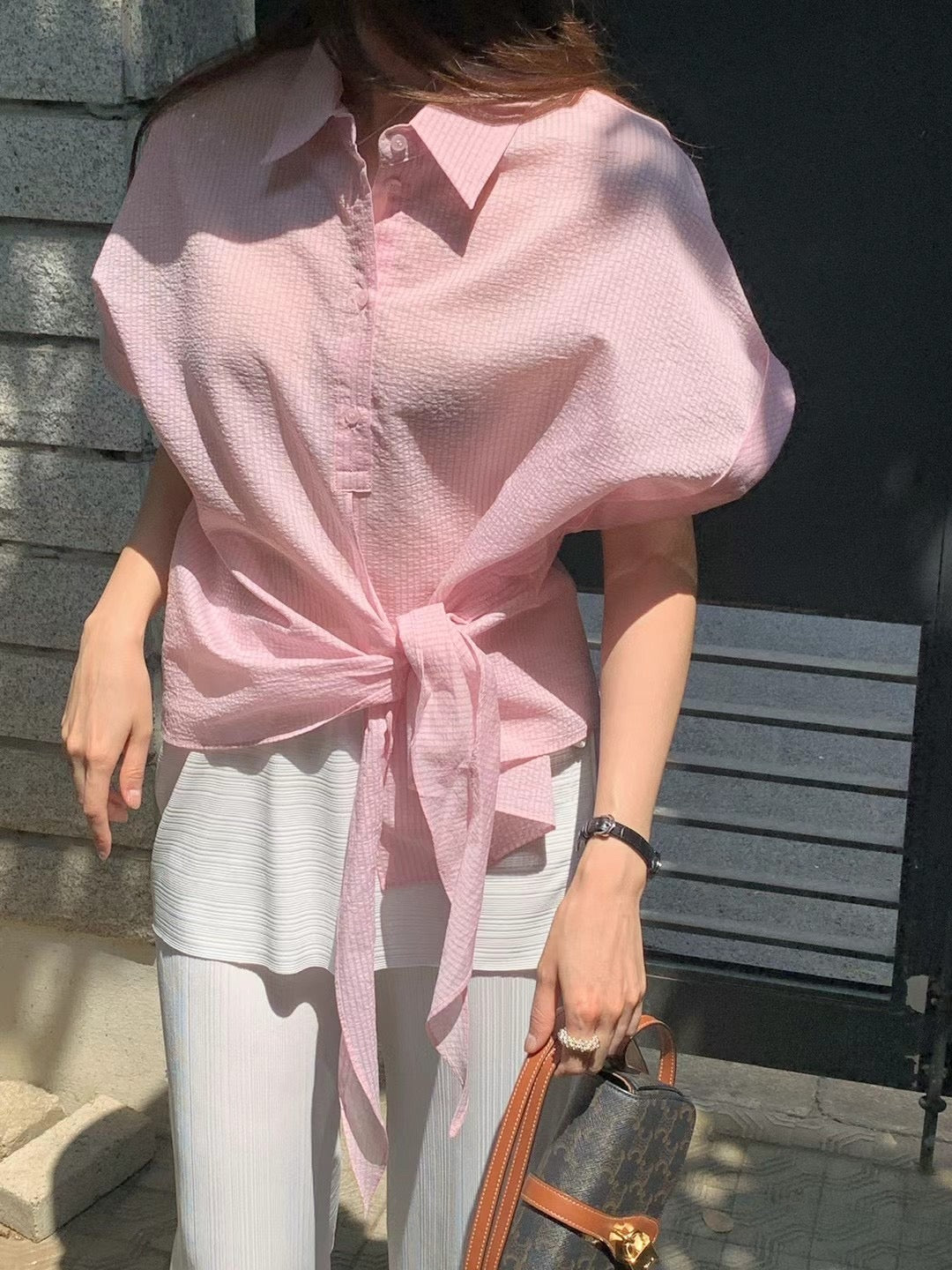 Korean APM Collection Pink Stripe Blouse (Instock)