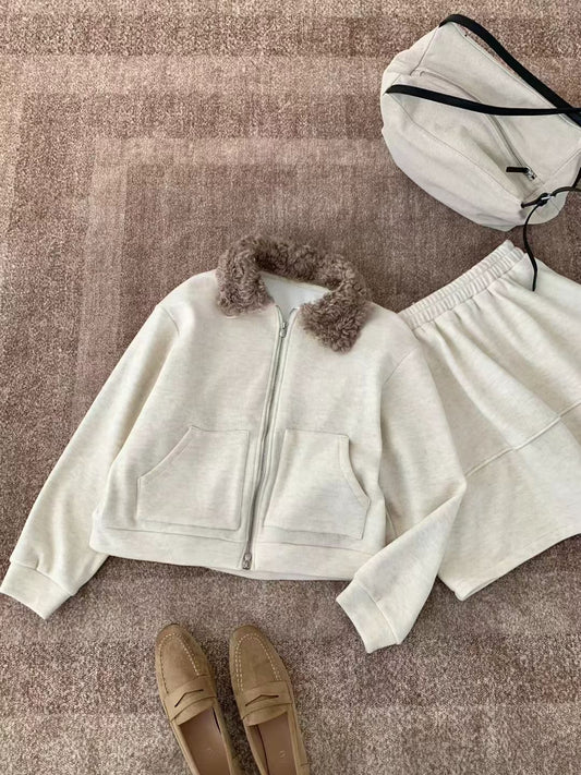 Kelly Designs Fleece-Collar Sweat Set | Cozy Two-Piece Lounge Outfit (Instock)