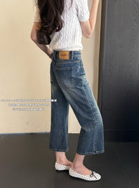 Kelly Designs Vintage Wash Wide Leg Cropped Jeans (Instock)