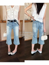 Kelly Designs Light Wash Cropped Flare Jeans (No Belt) (Instock)