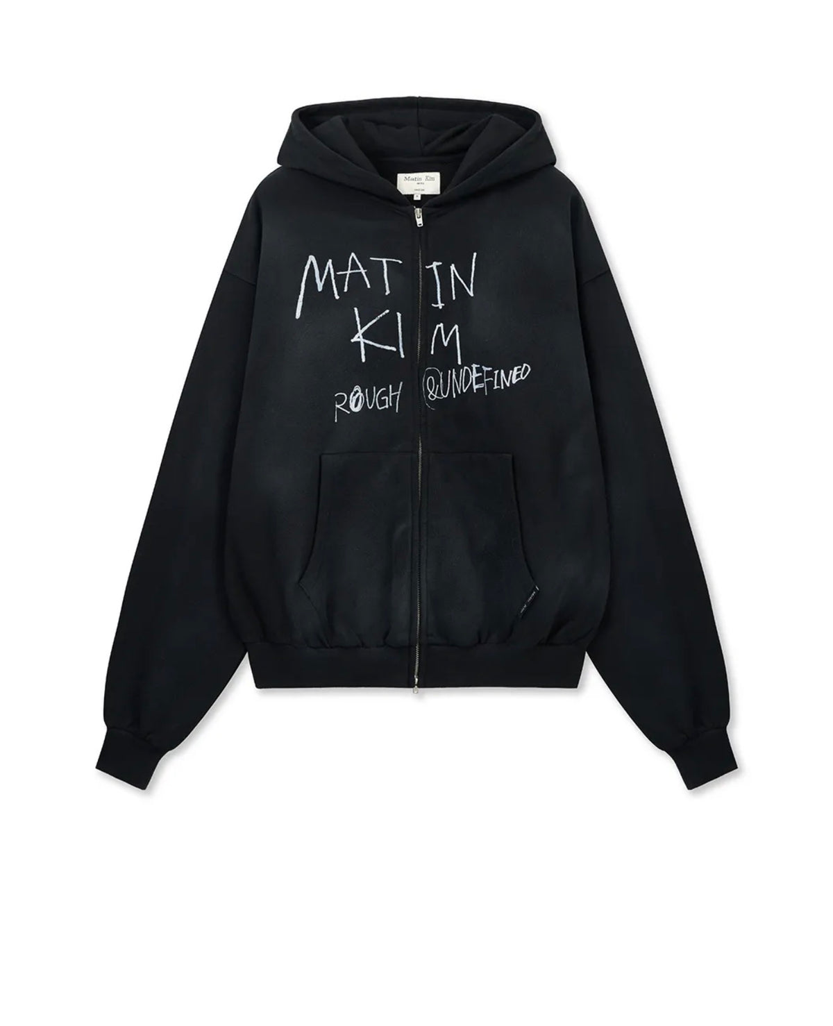 Matin Kim VINTAGE WASHED GRAFFITI HOODY ZIP UP IN Black (Preorder Mid Of October)