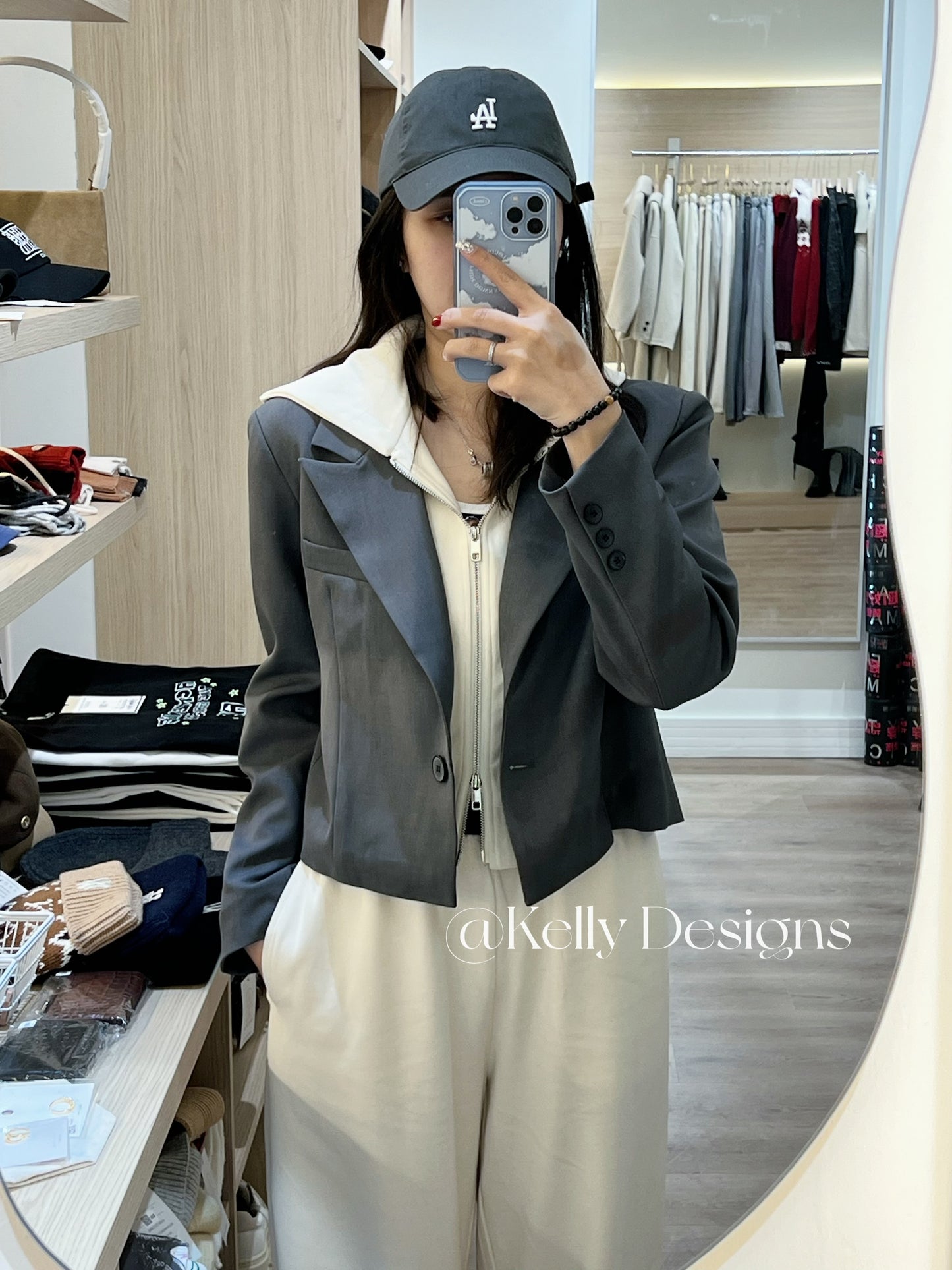 Kelly Designs Fake 2pc Hoodie Grey Blazer (Instock)