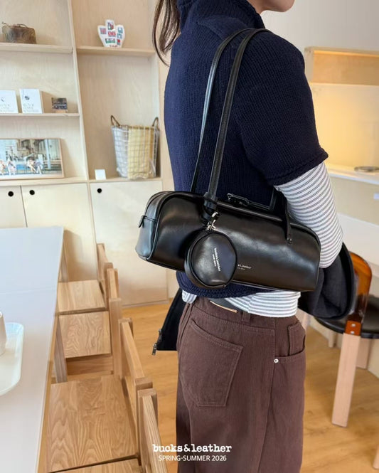 Korean APM Collection BUCKS&LEATHER Black Leather Bag (Instock)