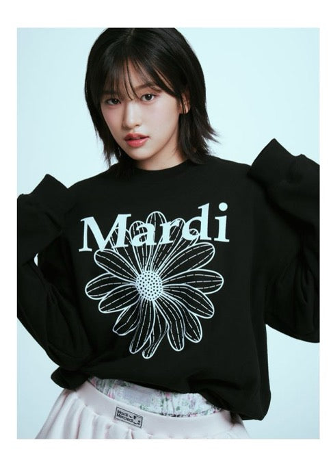 Mardi Mercredi SWEATSHIRT FLOWERMARDI BLOSSOM_ BLACK SKYBLUE(Instock)