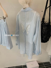 Kelly Designs 3-Piece Casual Blue Set –Jacket,  Cami Top, & Shorts (Instock)