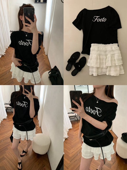Kelly Designs Off Shoulder Letters Tshirt- 3 Colors (Instock)