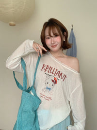 Kelly Designs Sun Cover Long Sleeves Cat Lace Top (Instock)