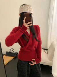 Kelly Designs Soft V-Neck Wrap Knit Sweater-3 Colors (Instock)