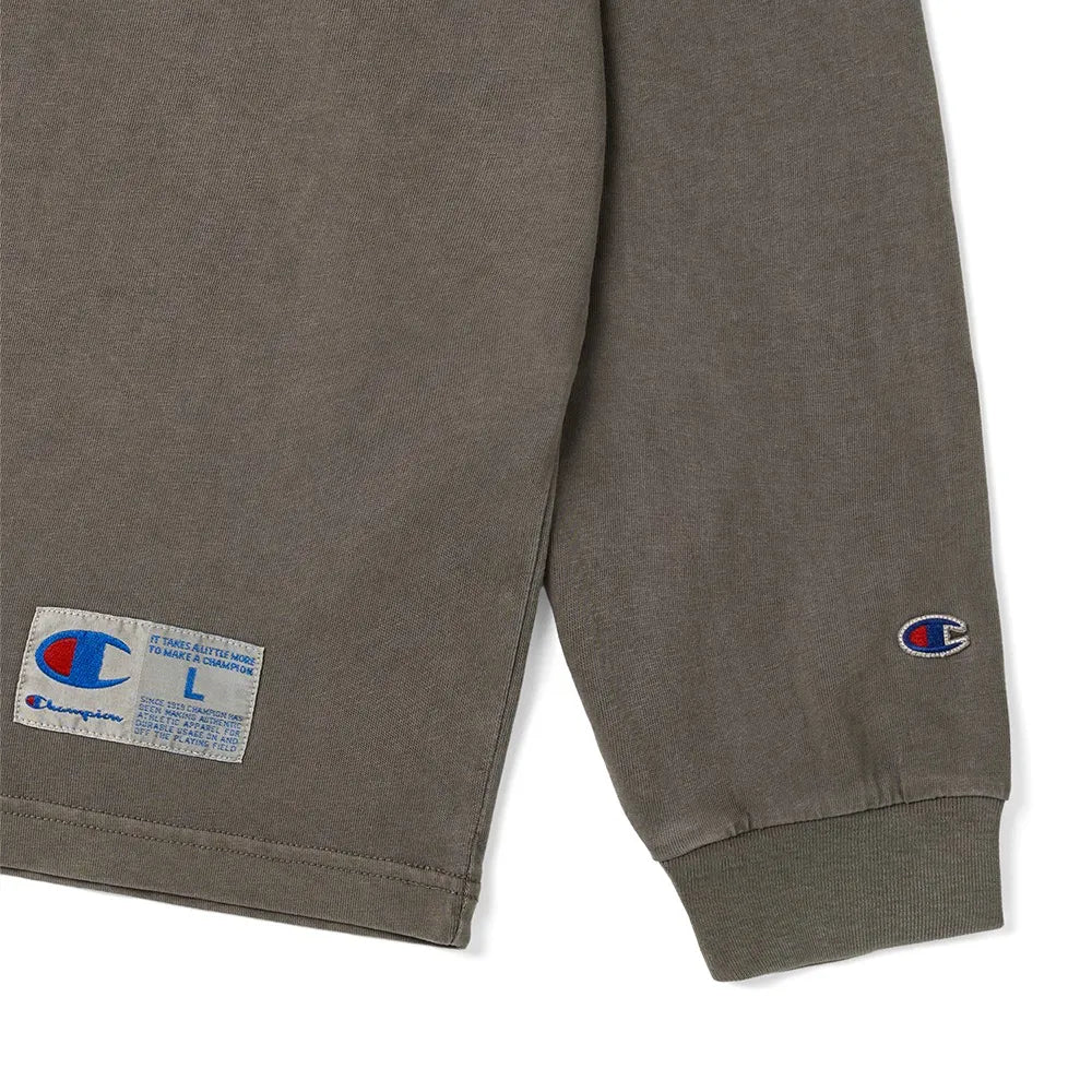 CHAMPION Korea Arch Logo Loose-Fit Appliqué Long-Sleeve T-Shirt – Brown | BTS V Pick (Preorder)