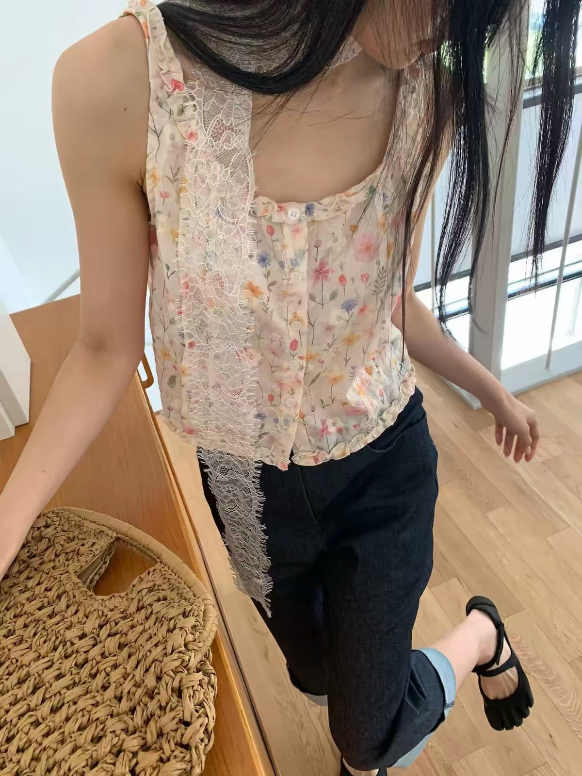 Korean APM Collection Floras Blouse Top - beige (Instock)